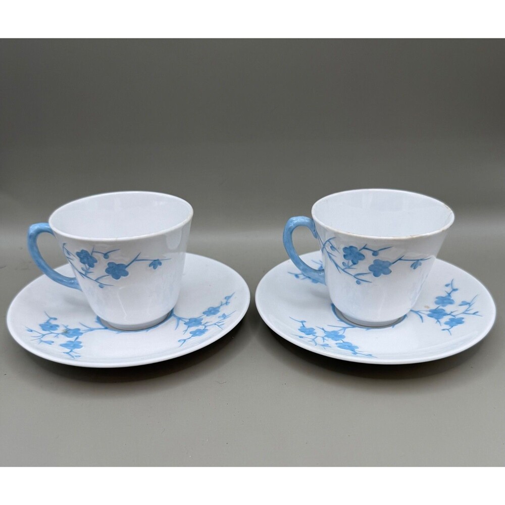 Spode Copeland Blanche de Chine Pair of Demitasse Cups & Saucers Made in England